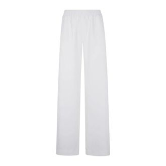 Mark Kenly Domino Tan Wide Leg Palazzo Broek - Dames - Wijde Broeken - Wit - M - Katoen - Broeken