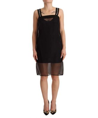 Dolce & Gabbana Womens Black Silk Stretch Crystal Sheath Mini Dress - Size 8 UK