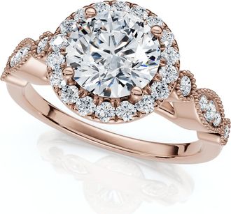 Pompeii3 Certified 1 1/3Ct Diamond Round Engagement Ring 14k Gold or Platinum Lab Grown