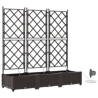 Berkfield Home Garden Planters with Water Irrigation System 3 pcs Brown