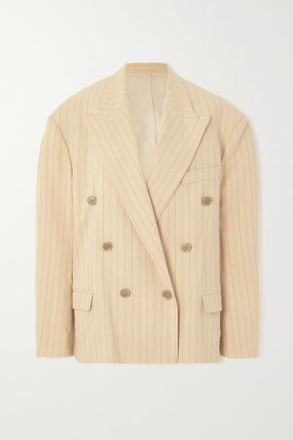 Isabel Marant Blazer Doppiopetto Cr&ecirc;pe A Righe Klero - Giallo