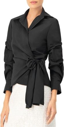 Ivonne Long Sleeve Wrap Shirt in Black at Nordstrom, Size 12