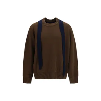 sacai Brown Wool Oves Aries Mens Sweatshirt