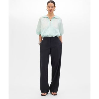 Another Tomorrow Recycled Nylon Short Blouson in Aquamarine at Nordstrom, Size Small It