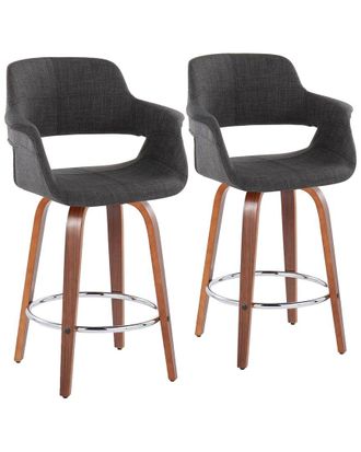 LumiSource Set Of 2 Vintage Flair 26In Fixed-Height Counter Stools