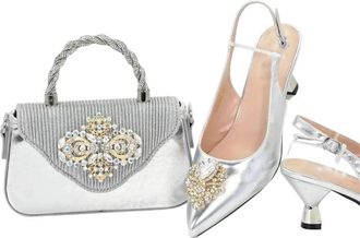 Generic Women Shoes And Bags To Set Party Shoe And Bag Set For Party In Women Elegant Heeled Pumps