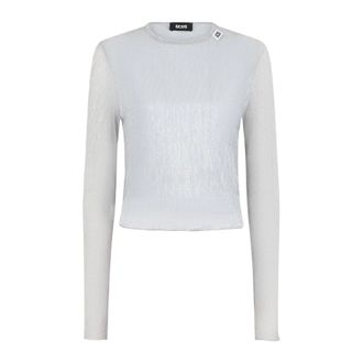 GCDS Gcds, Tops, Dames, Grijs, 2Xs, Polyester, Rouches Long Sleeves Top