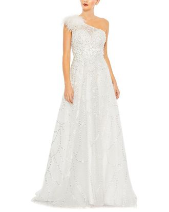 Mac Duggal Embellished One-Shoulder A-Line Gown