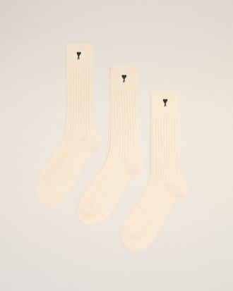 Ami Natural Cotton Three Pack Black Ami De Coeur Socks White - 35-38 - Unisex