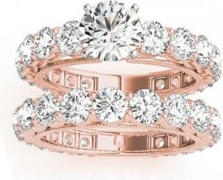 Allurez Luxury Diamond Eternity Bridal Ring Set 18k Rose Gold 4.57ct