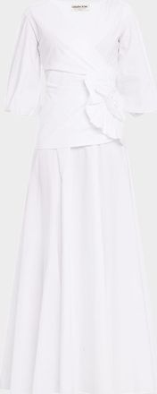 La Petite Robe Di Chiara Boni Flower-Embellished Stretch Cotton Maxi Dress