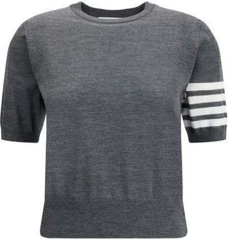 Thom Browne Merino Wool Short Sleeve Knit With Bars
