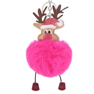 Generic Cute Fluffy Reindeer Shape Key Chain Keyring Women Purse Bag Hanging Pendant.Practical design and Durable