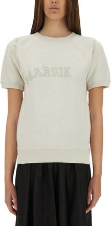 Maison Margiela Short-Sleeved Sweatshirt With Textured Logo