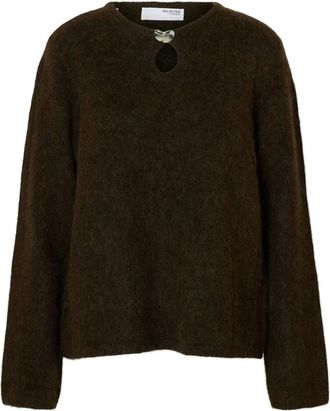 Selected Dames, Truien, Bruin, Maat: XL Wol