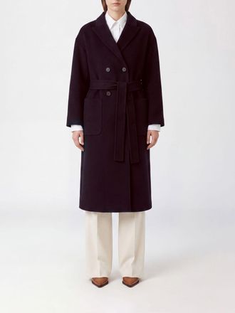 Anine Bing Double-Breasted Long Coat in Wool and Cashmere Blend with Belt