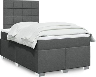 vidaXL Cama Box Spring Con Colch&oacute;n Tela Gris Oscuro 120x200 Cm Vidaxl