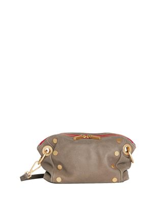 Hammitt Hammitt Daniel Crossbody Clutch Pewter Brushed Gold Red Zip