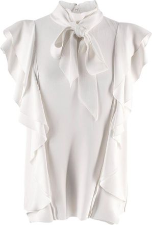 Lanvin Cream Pussybow Frill Blouse Size S