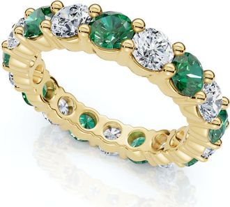 Pompeii3 3Ct Green Emerald & Diamond Eternity Ring 14k Gold or Platinum Lab Grown