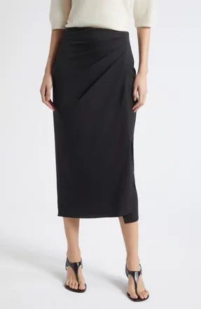 Marella Zampa Virgin Wool Midi Skirt in Black at Nordstrom, Size 12