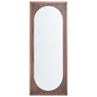 Beliani Espejo De Pie De Estilo R&uacute;stico Con Marco De Madera De Paulownia Decorativo De Pared Efecto Envejecido Marr&oacute;n Lunas