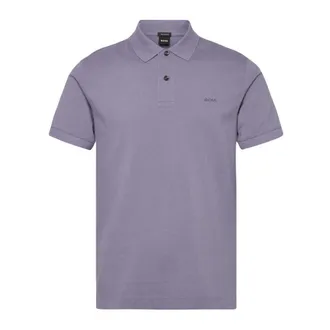 HUGO BOSS Hugo, Polo Shirts, male, Purple, Size: 2XL Cotton Polo Shirt with Logo