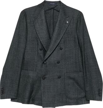 Tagliatore Jassen, Heren, Blauw, L, Dubbelrijige blazer met piek revers