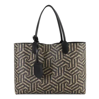 Gucci Beige Black Gg Supreme Leather Tote Bag (Pre-Owned)