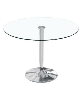 Home Heavenly Mesa redonda de cristal con pata central cromada &oslash;90 cm