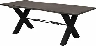 Massivmoebel24 Tavolo Da Pranzo In Legno Di Acacia 200x100x76 Grigio Scuro Laccato Iron Label 116
