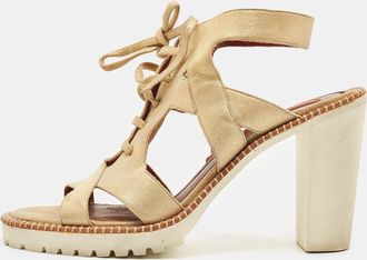 Missoni Gold Leather Ankle Strap Sandals