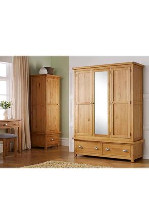Birlea Woburn 3 Door 2 Drawer Wardrobe Oak in Light Oak