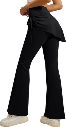 Generic Women Tennis Skirted Leggings Athletic Pleated Skirts with Leggings Workout Active Skort Pants Running Yoga Pants (Black, M)