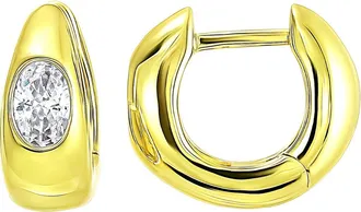 Candela Jewelry Cubic Zirconia Huggie Hoop Earrings in Clear/Gold at Nordstrom Rack