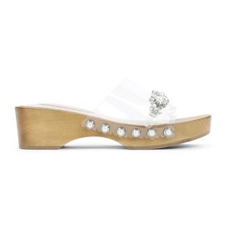 Simone Rocha Embellished Scalloped Houten Clog - Dames - Sleehakken - Beige - 40 EU - Schoenen