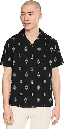 Liverpool L.A. Short Sleeve Button-Up Camp Shirt Mens Clothing Black Parchment : 2XL, Cotton/Linen