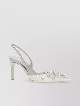 Rene Caovilla pointed toe embellished lace pumps