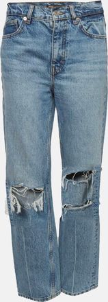 Maje Blue Denim Loose Fit Ripped Jeans S/waist