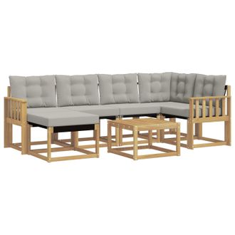 vidaXL Conjunto De Sof&aacute;s De Exterior 7 Pcs Blanco Y Gris Claro Vidaxl