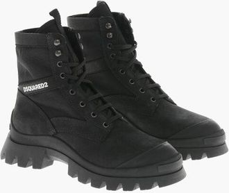 Dsquared2 Solid Color Combat Boots with Contrasting Logo size 43