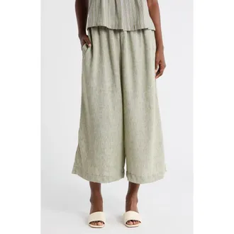 Max Studio Drawstring Waist Crop Wide Leg Pants in Sage at Nordstrom Rack, Size X-Small