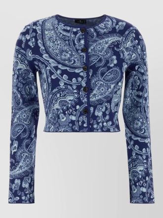 Etro cropped knit cardigan paisley motif