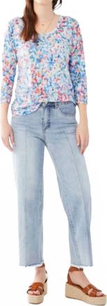 FDJ Quarter Sleeve Scoopneck Top In Multi