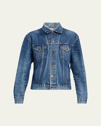 Re/Done Levis Denim Fringe Trucker Jacket
