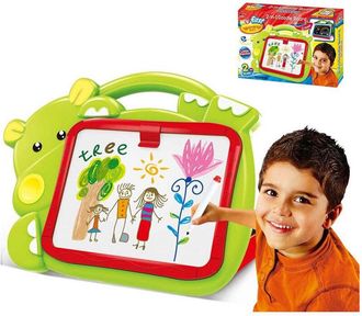Trade Shop Trade Shop - Lavagna Lavagnetta Per Bambini Hippo 2in1 Con Gessetti Cassino Pennarelli Verde