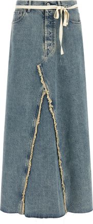 Maison Margiela Blue Cotton Mini Womens Skirt