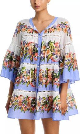 Farm Rio Hilo Stripes Mini Dress In Light Blush