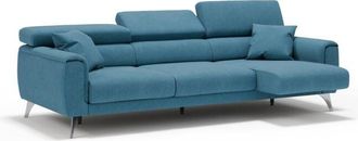 Divani.Store Divani.store - Caravaggio Sof&aacute; De 3 Plazas Extensibles Con Reposacabezas Ajustables En Tejido Impermeable 244 Cm Azul Claro