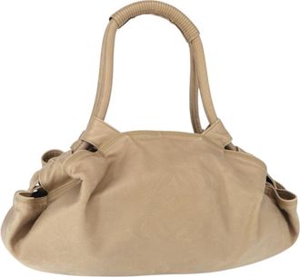 Loewe Anagram Logo Nappa Aire Hand Bag Leather Beige Leather Handbag (Pre-Owned)